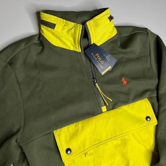 Polo Ralph Lauren Men's Double Knit Half Zip Sweatshirt Green Yellow $168 New - Picture 8 of 13